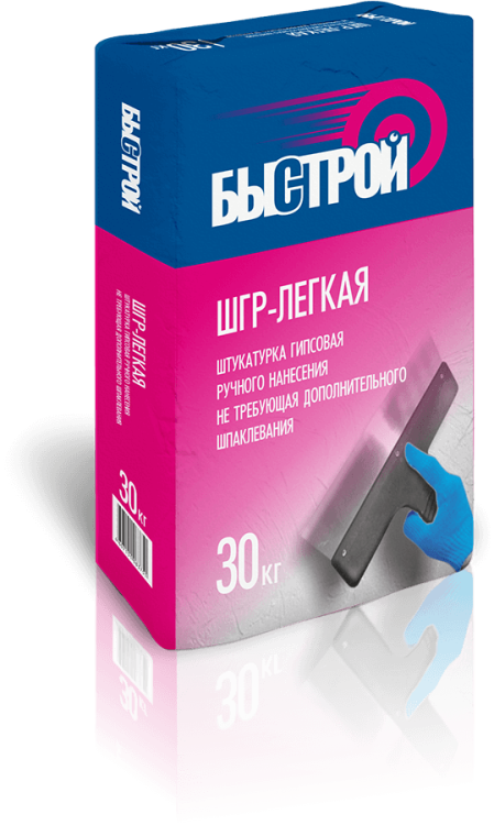 БЫСТРОЙ Штукатурка гипсовая ручного нанесения ШГР-легкая (30кг)