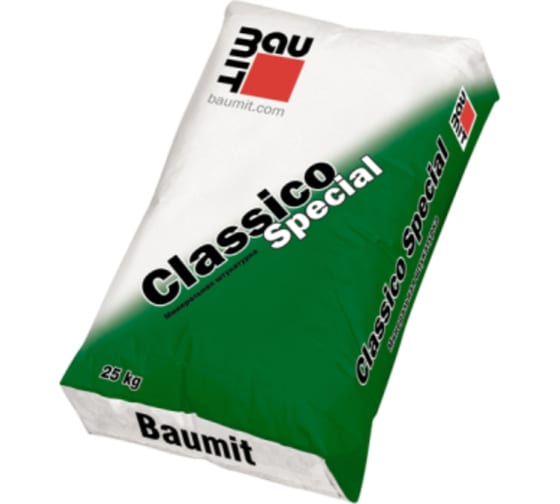 Минеральная штукатурка Baumit Classico Special K1.5, шуба, белая, 25кг